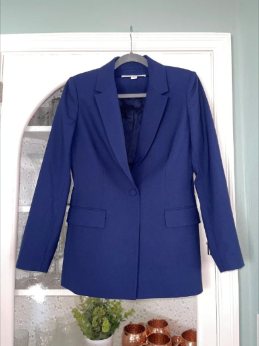 Diane Von Furstenberg Women's Royal Blue Single Button Blazer
